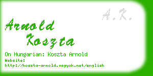 arnold koszta business card